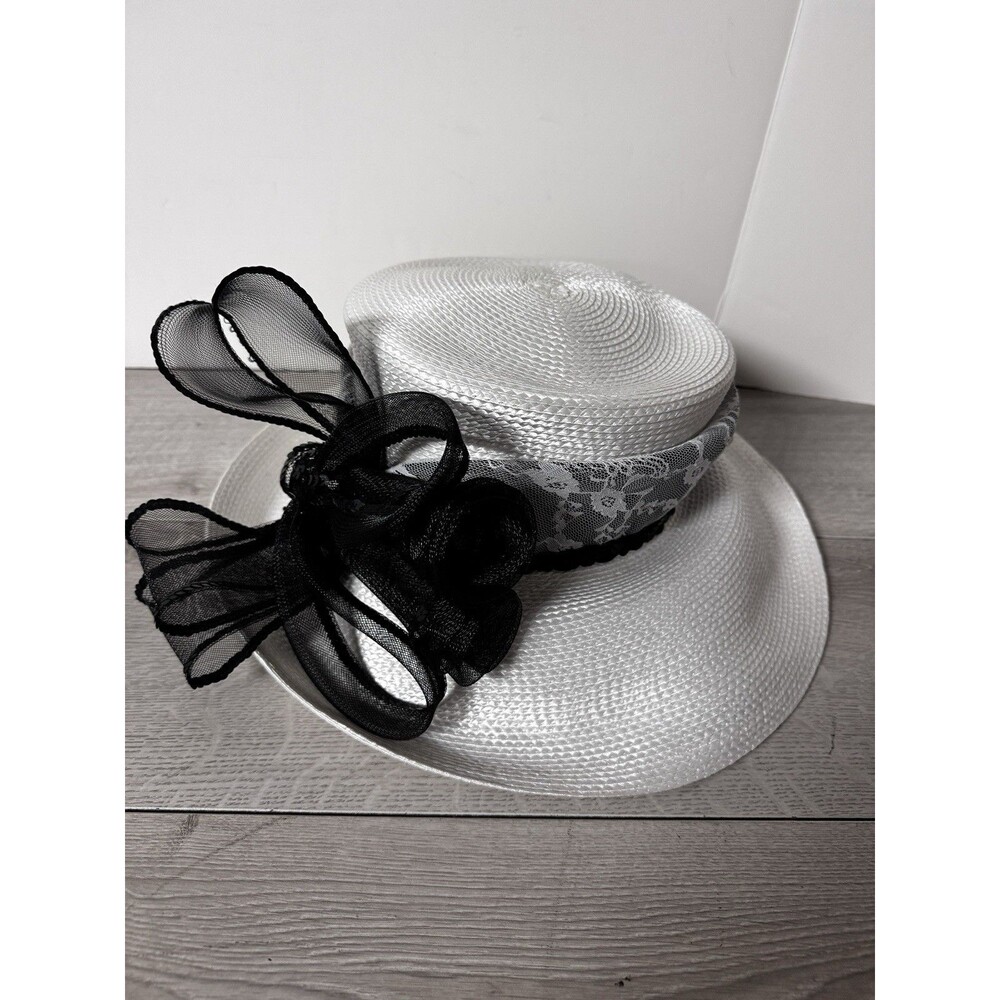 Women's Ladies Black White Beaded Fashion Church Derby Anthony Hat